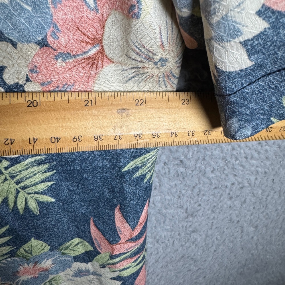 Tommy Bahama Mens Large Silk Floral Tropical Camp Shirt Blue Original Fit L - Picture 3 of 7